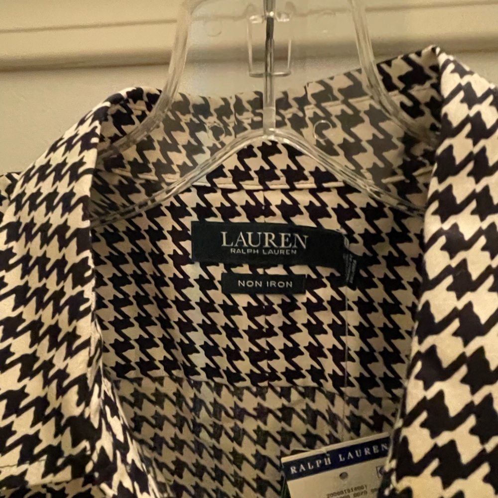 Houndstooth women blouse, Medium, long sleeves